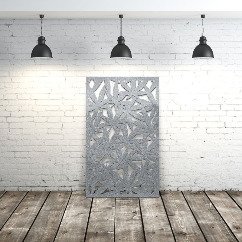 Marihuana Leaves Aluminum Laser-Cut Privacy Screen Panel  – Powder-Coated Outdoor Metal Wall Art, Decorative Garden Fence Privacy Divider