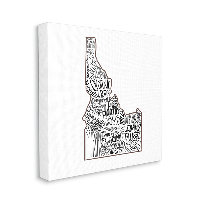 " Idaho State Shape Cities ", 17" H x 17" W x 1.5" D
