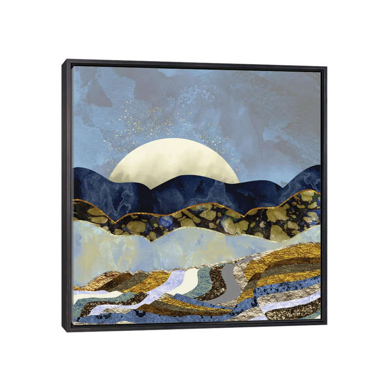 Firefly Sky - impression d'art graphique, Pas de tapis, H 26 po x l 26 po x P 1,5 po, Toile avec cadre noir patiné