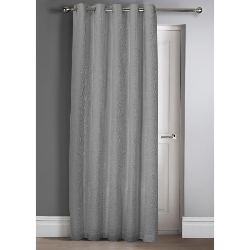 Cambi Deluxe Quilted Grandeur Pinsonic Ringtop Curtain, Grey, Width 46 x Drop 84 cm