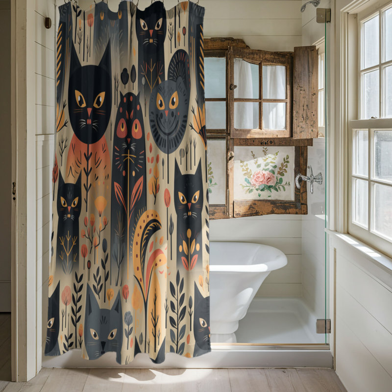 Rideaux de douche Eerie Kitties - Premium, H 74 po x l 71 po