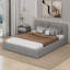 Grand lit tapissier au sol en velours-102533748