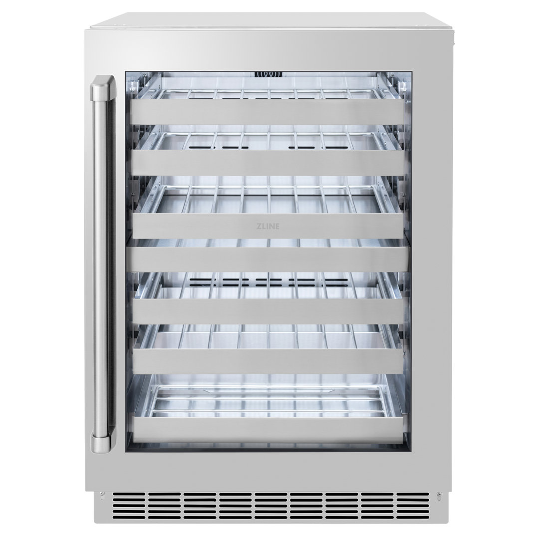 ZLINE 24 in. Touchstone Dual Zone 44 Bottle Wine Cooler w/ Stainless Steel Glass Door ZLINE