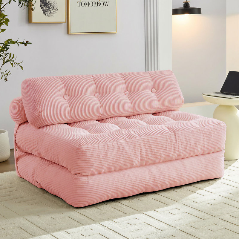 Canapé-lit pliant, fauteuil convertible avec oreiller et dossier, lit pliant portable, canapé de sol confortable, canapé relax pour salon/chambre d'étudiant/bureau/appartement, double
