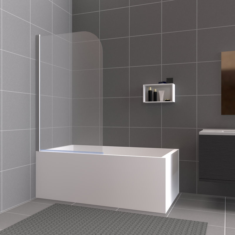 Porte de baignoire sans cadre l 35 po x H 55 po, Chrome