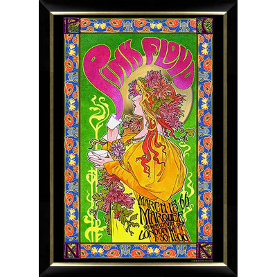 Affiche rose encadrée avec vinyle doré
