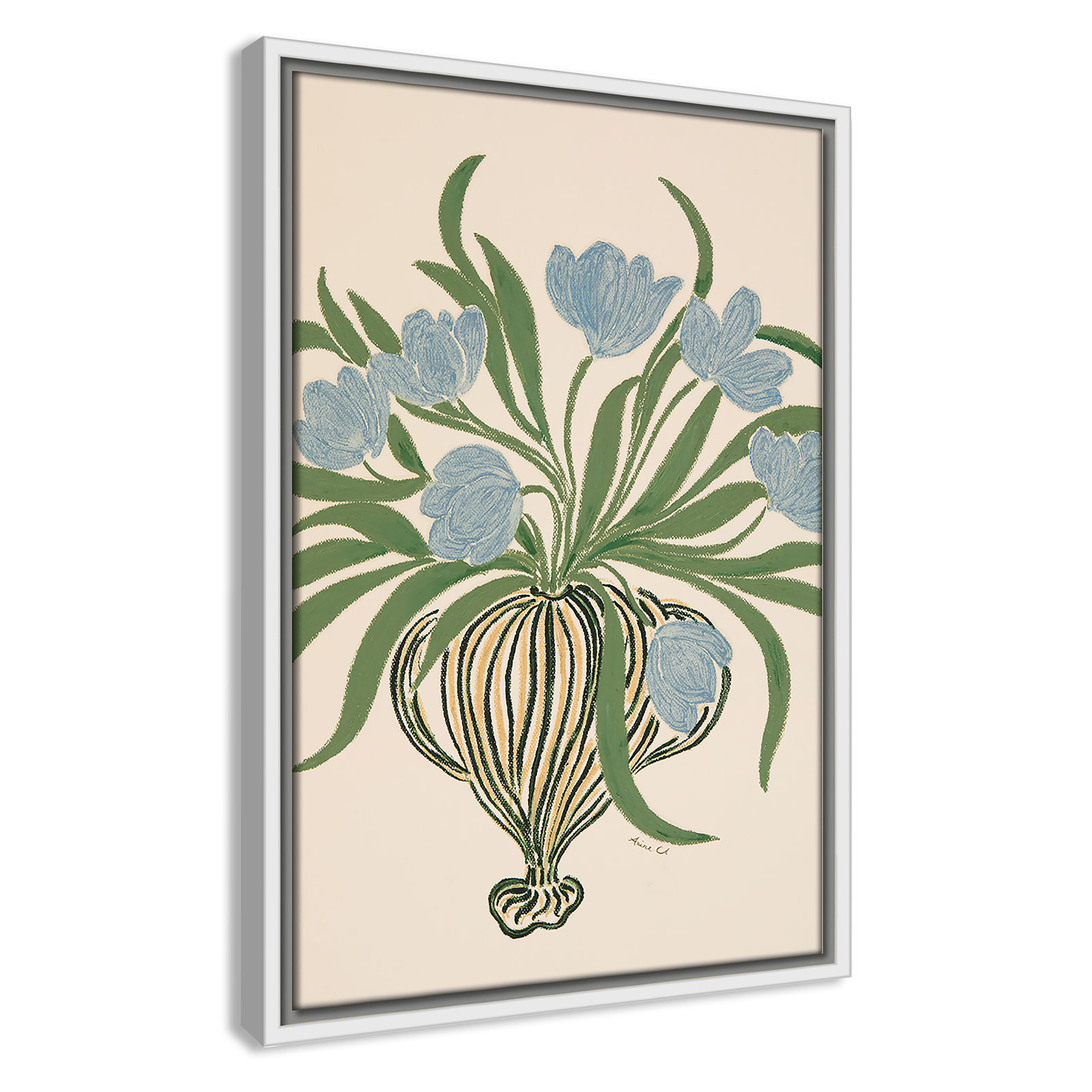 Colette "La Poire Blue Tulips" Print, 19.5" H x 13.5" W, White