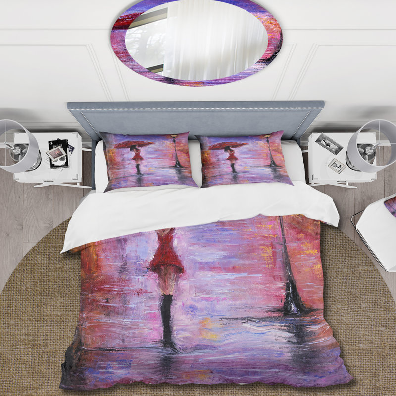 Polyester Twill Abstract Duvet Cover, King Duvet Cover + 2 King Shams