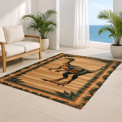 Tapis brun intérieur et extérieur Dinosaurs
