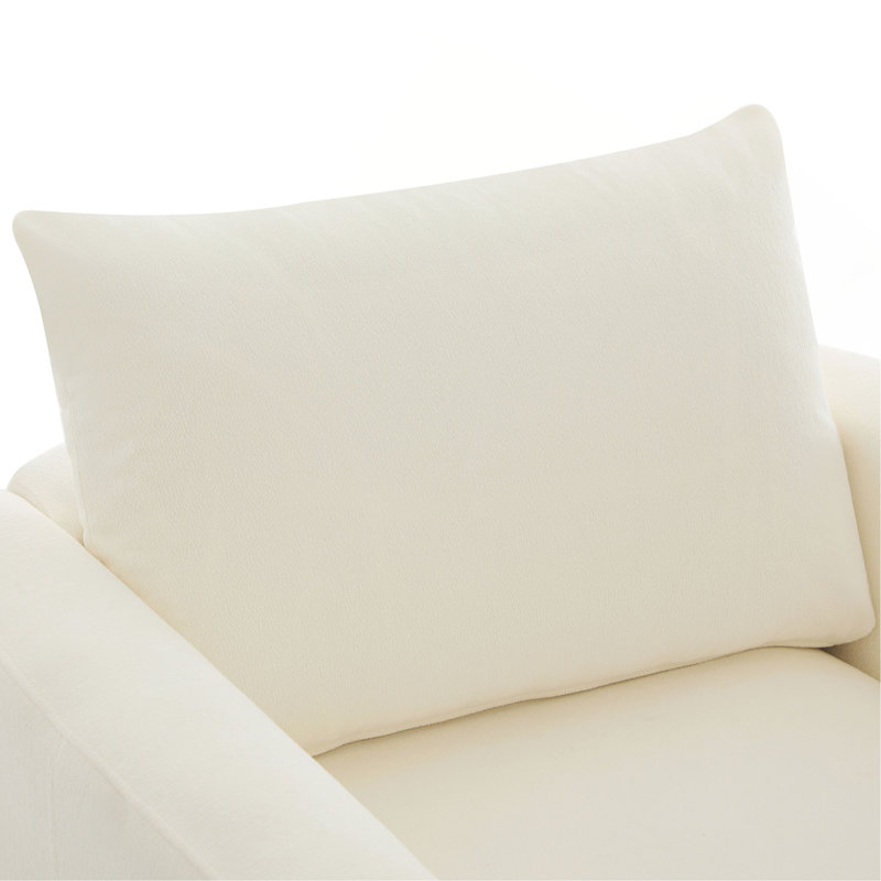 Fauteuil club moderne avec pieds en bois d'hévéa pour salon, chambre à coucher ou bureau, Beige