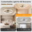 Ventilateurs de plafond modernes de 23,6 po avec lumières, ventilateur de plafond encastré intelligent à profil bas avec contrôle APP, Fandelier à DEL à intensité variable-130143243-130143245