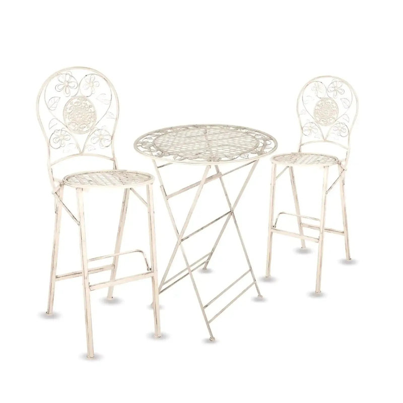 Barcelona Bistro Set 32" Table & 2 Barstools by Chivari, White