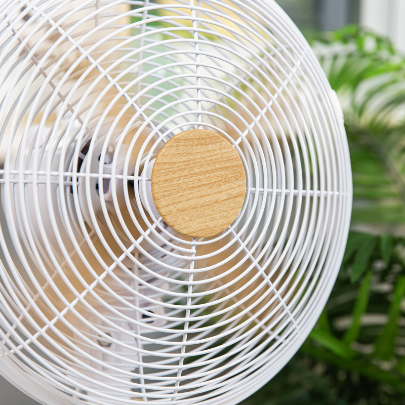 Russell Hobbs RHMDF1201WDW 12" White Scandi Style Desk Fan, White/Brown