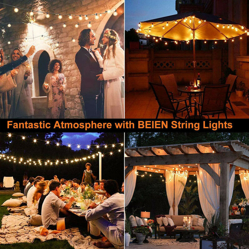 G40 Solar Powered 18Ft Outdoor String Lights