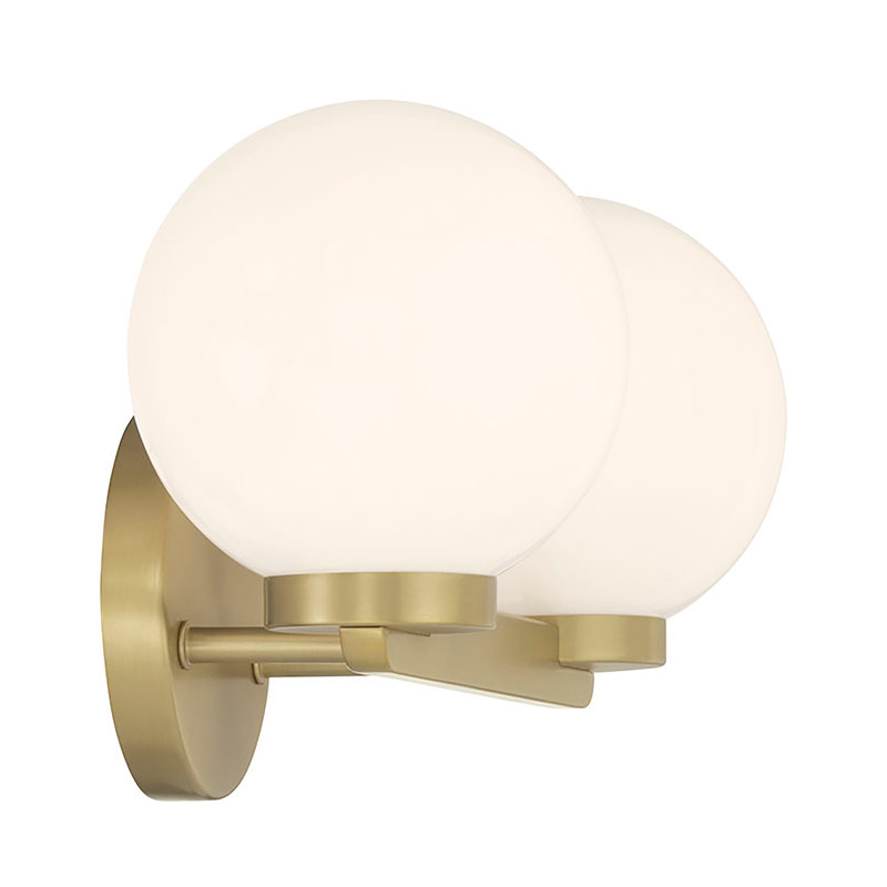 Meuble-lavabo 2 lumières Alvida, H 8 po x l 14 po x P 7 po, Laiton, Deux lumières