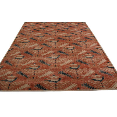 Rug & Kilim's Homage Geometric Floral Beige Pink And Blue Wool Custom Rug