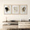 Ensemble de 3 reproductions d'art encadrées délavées à l'encre beige doux pour le couloir de chambre à coucher