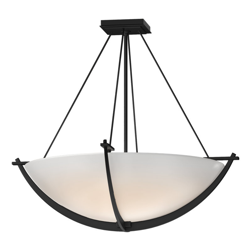 Plafonnier semi-encastré 3 lumières Compass, Noir, noir, noir, noir, Blanc opale, H 24,1 po x l 27,4 po x P 27,4 po