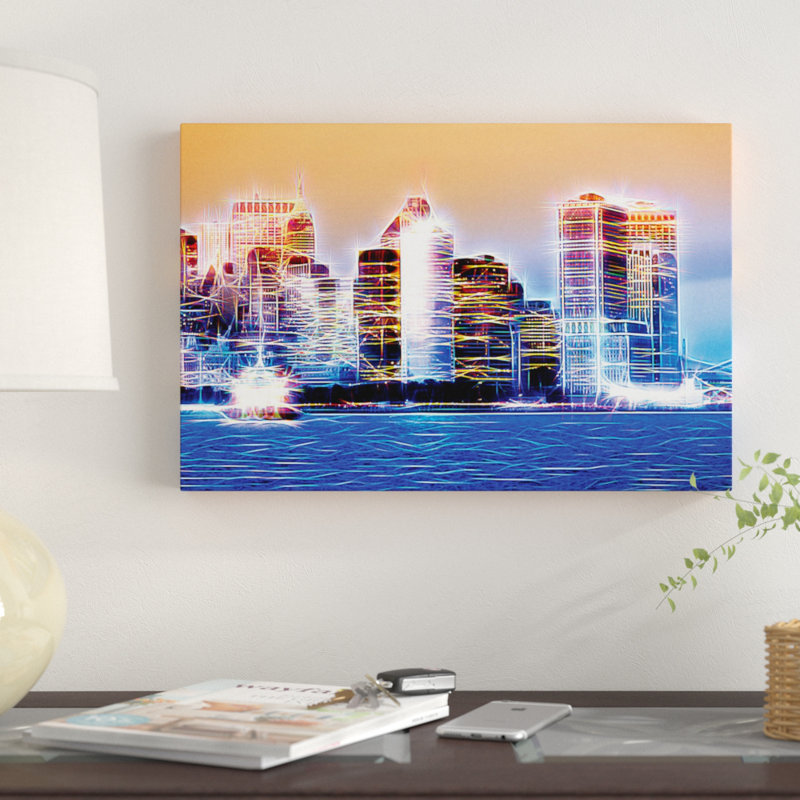 «Blue Night» sur toile, H 8 po x l 12 po x P 0,75 po, Pas de tapis, Toile tendue