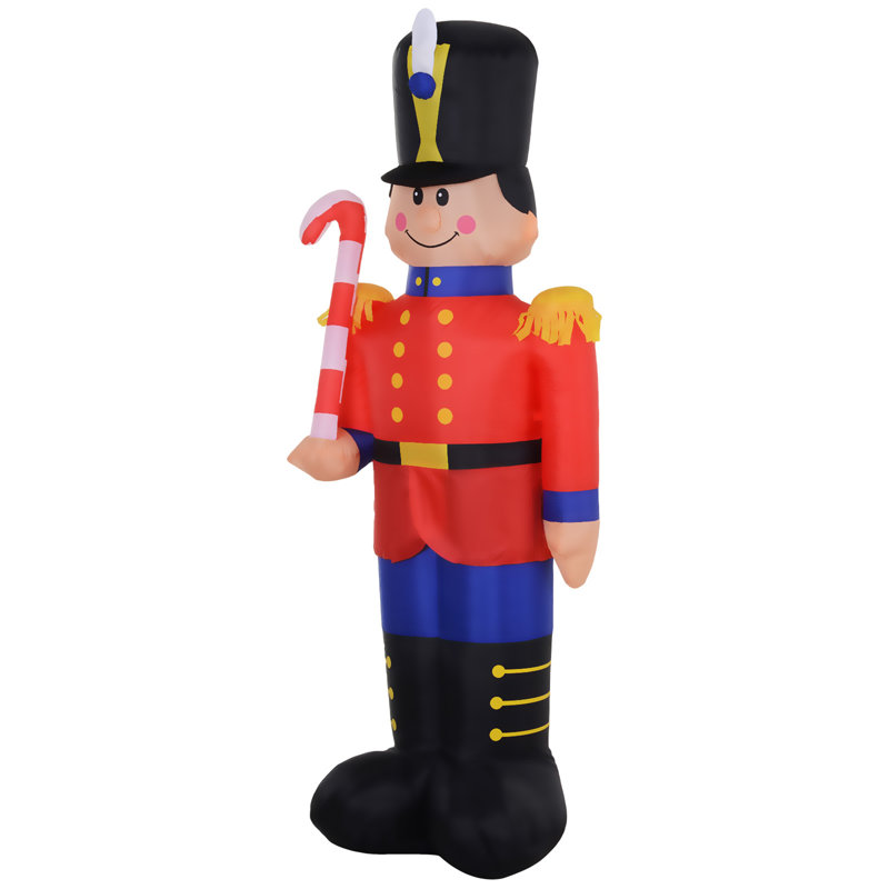 Soldat gonflable casse-noisette de Noël 6 pi avec canne en bonbon, décoration extérieure de jardin gonflable