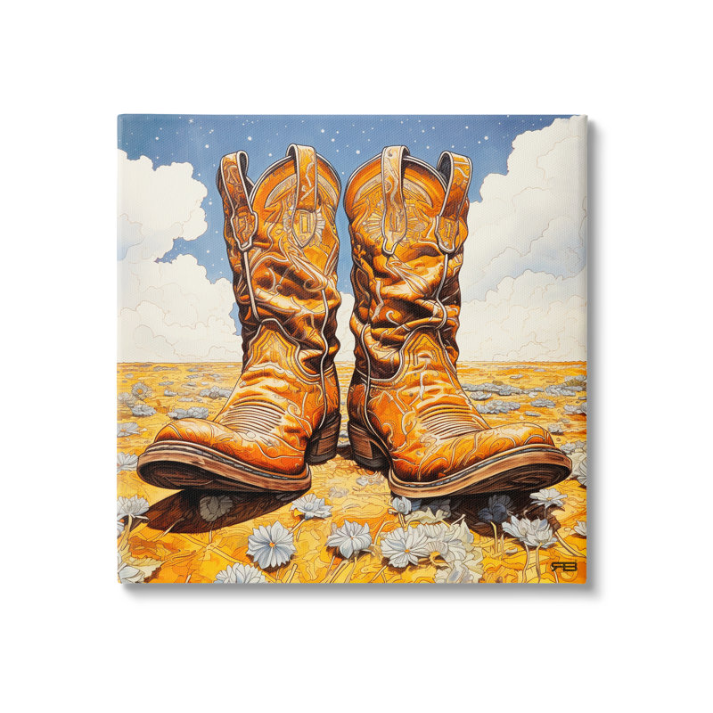 Bottes de cowboy «Cloudy Landscape» par RB, H 30 po x l 30 po x P 1,5 po