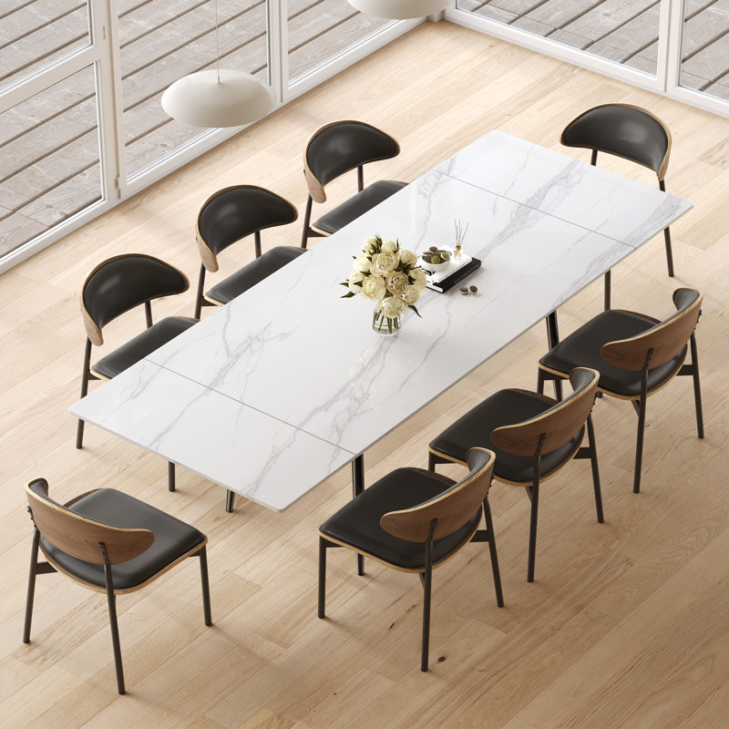 Ensemble de table et chaises Knighton, Noir, 7 pièces : table, 6 chaises