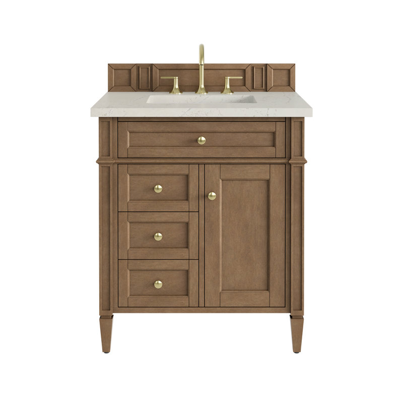 Brittany 30'' W Single Vanity, Bright White, Eternal Jasmine Pearl, 8" Widespread