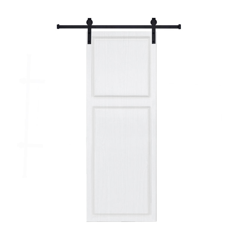 Moderne 2 panneaux 36 po X 80 po Porte de grange coulissante en bois de noyer blanc avec ensemble de quincaillerie, 36" x 80"