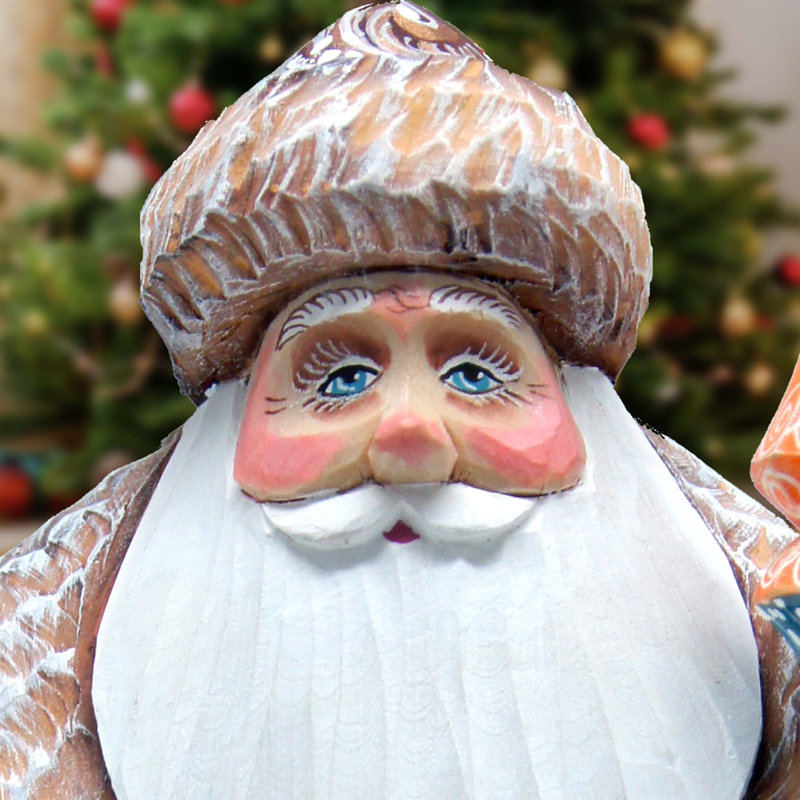 Snowman's Friend Santa Hand-Painted Wood Carved Masterpiece By G. Debrekht