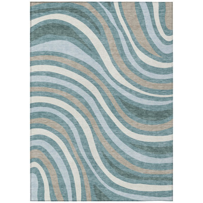 Machine Washable Indoor/Outdoor Chantille ACN2490 Stripes Rug
