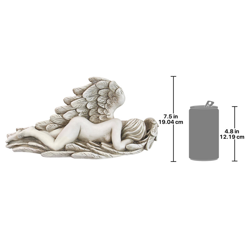 Statue des anges divins déchirants, H 7,5 po x l 17,5 po x P 6 po, Blanc