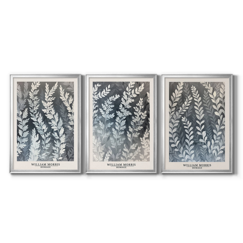 Série sur toile encadrée sur mesure - 3 pièces, Argent argent, H 19 po x l 27 po