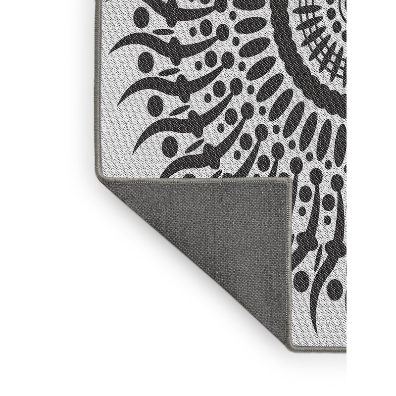 Laine tissée à la main et polyester gris/noir Tapis décoratif, Rectangle 2 pi x 3 pi