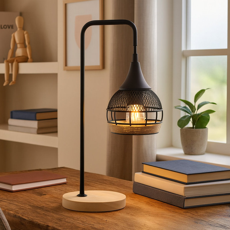 Lampe de table en bois massif Sabaah