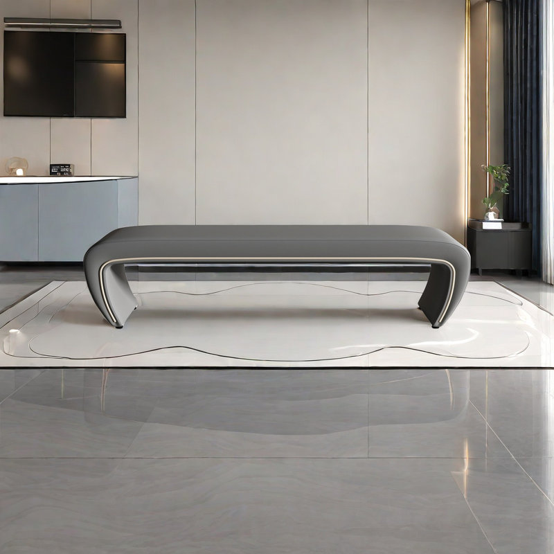 Banc rembourré en cuir Jacan, H 16,14 po x l 70,86 po x P 18,11 po