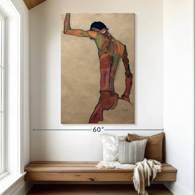 Avery Standing Male Nude With Arm Raised, 51" H x 34" W