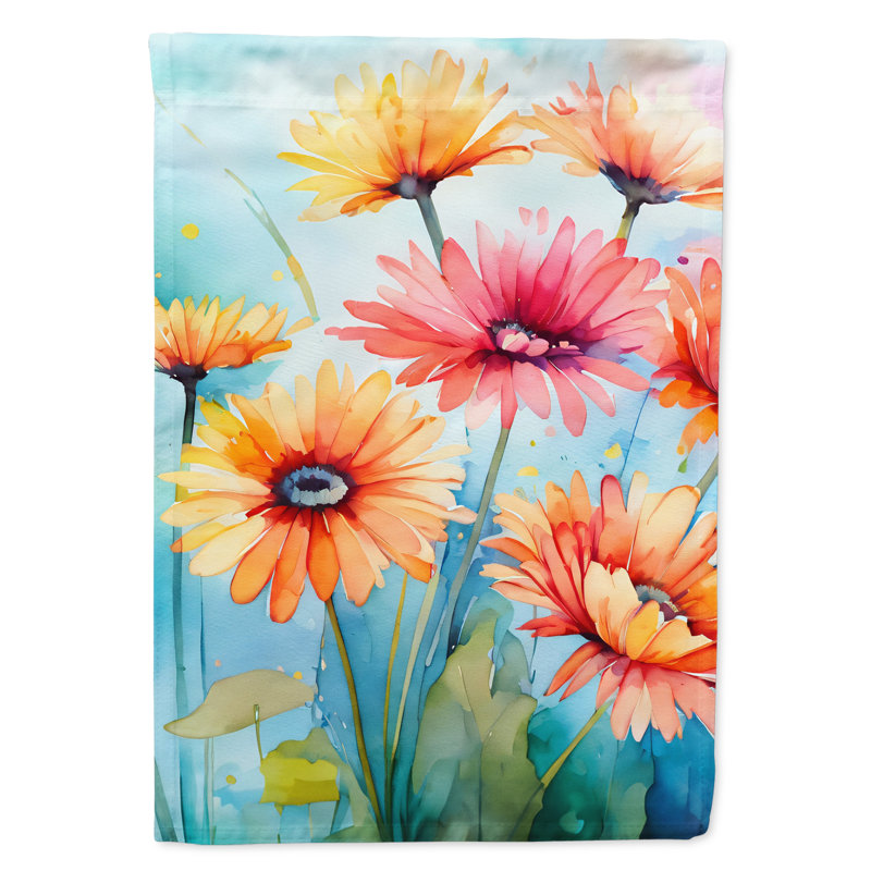Gerbera dans un drapeau de jardin à l'aquarelle