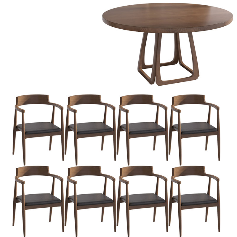 Ensemble de table à manger moderne et simple en bois massif., H 29,5 po x L 55 po x l 55 po