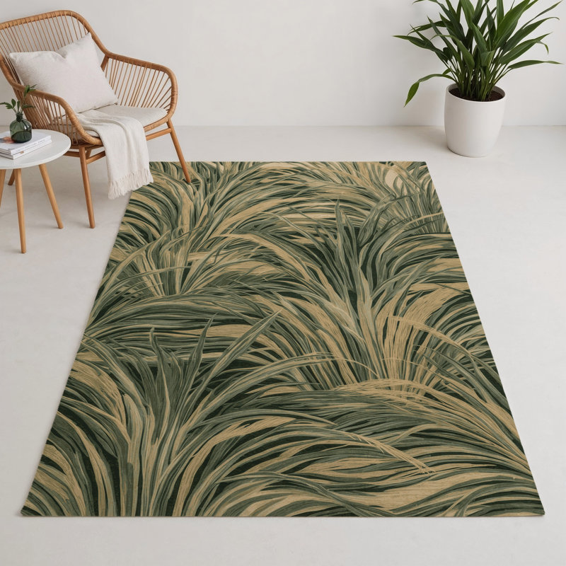 Tapis d'intérieur et d'extérieur brun Botanical, Rectangulaire 3 pi x 5 pi