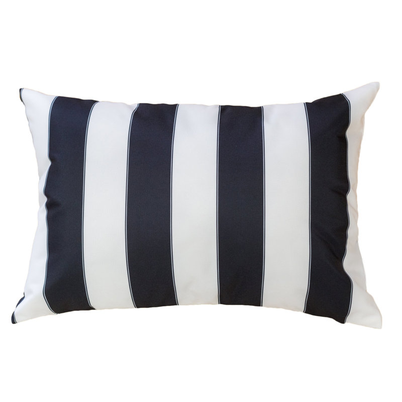 Josephine Striped Outdoor Reversible Throw Pillow, Black