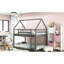 Lit superposé simple au-dessus de gris bas - en forme de maison pour un sommeil sécuritaire avec repos confortable inclus-665545460