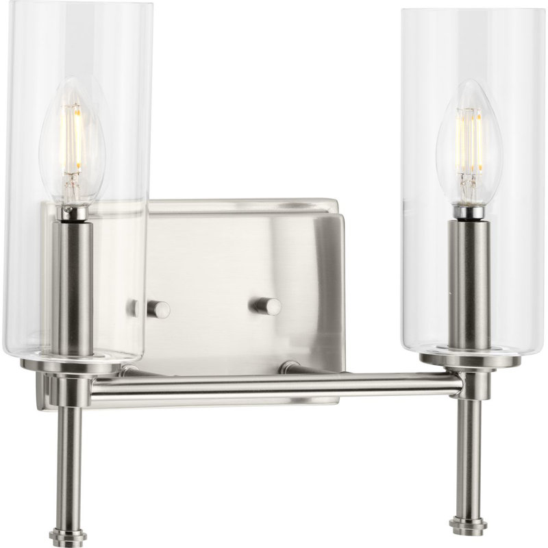 Éclairage pour salle de bain à intensité variable 2 lumières Ralaigh, Nickel brossé