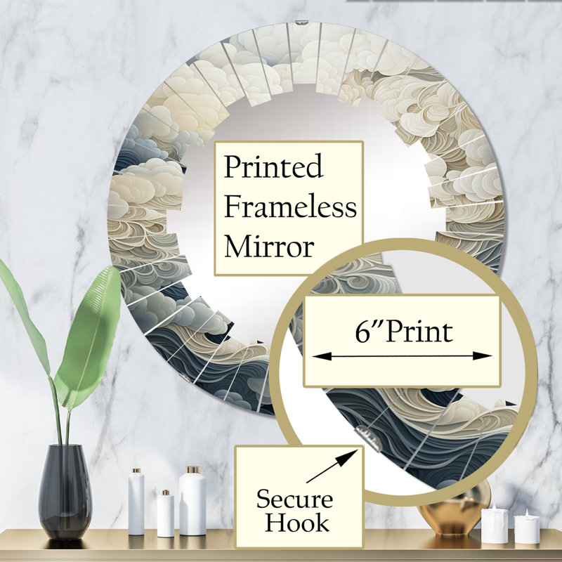 Kacem - Miroir mural nuage rond, 32 po x 32 po