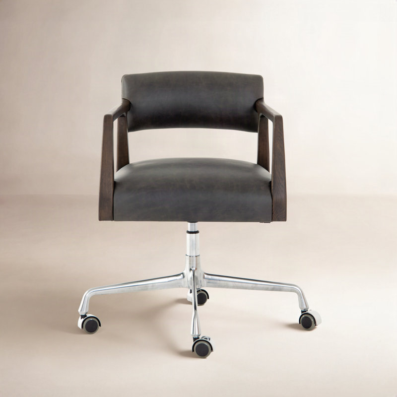Crissy Genuine Leather Task Chair, Black
