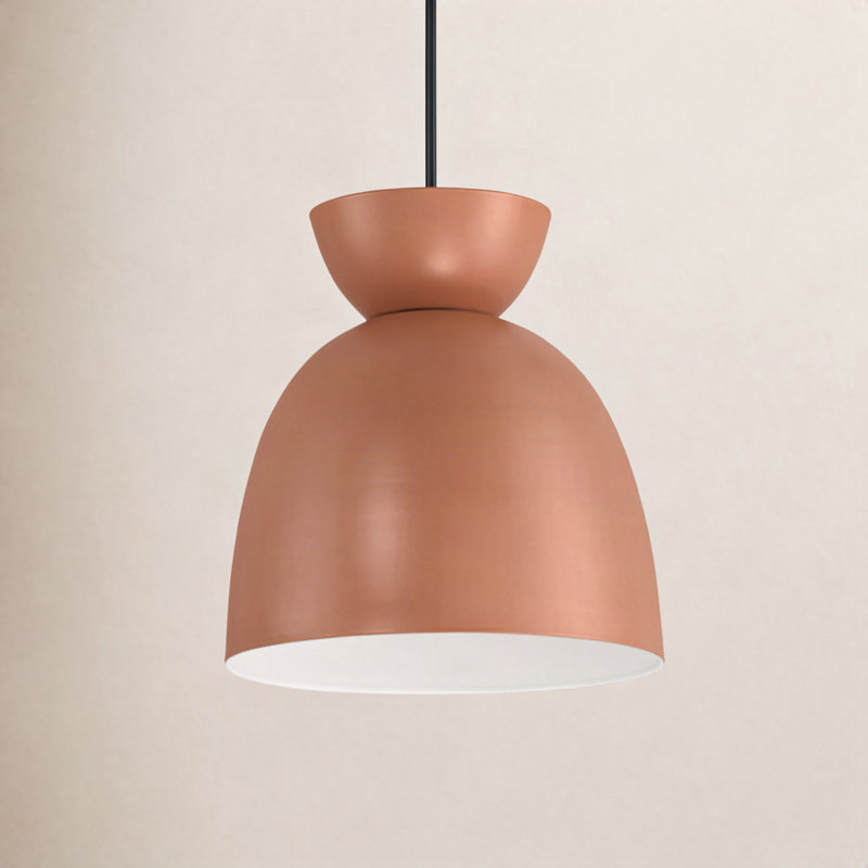 Avey Single Light Metal Pendant, 7.5" H x 7.5" W x 7.5" D, Orange/Black