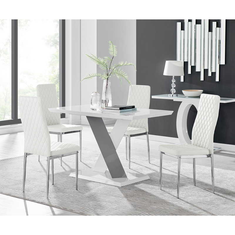 Eubanks 5 - Piece Dining Set, White/Silver