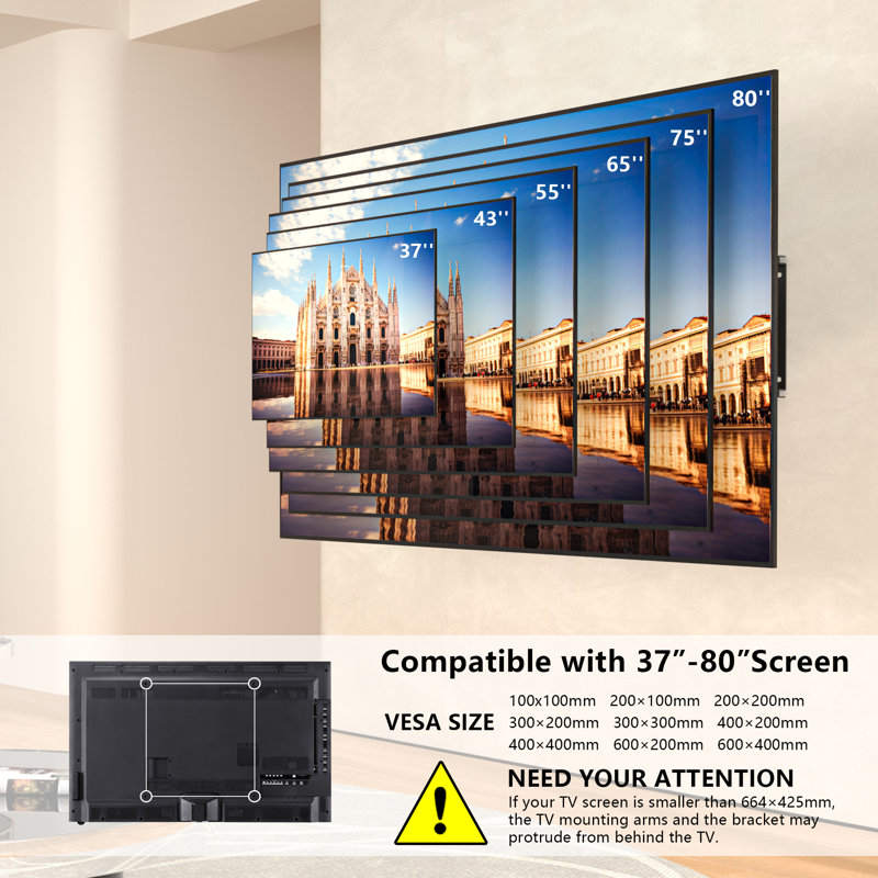 Tilt Swivel Universal Wall Mount for 37”-80” LCD LED Plasma TV