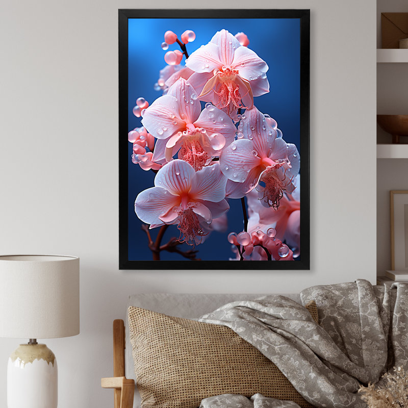 Magnifiques orchidées harmonieuses, H 32 po x l 16 po x P 1 po, Cadre simple noir