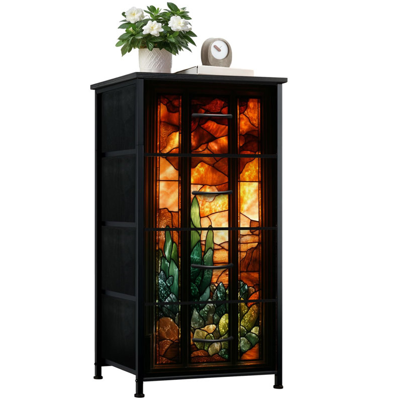 Commode de chambre Western avec 4 tiroirs de rangement Commode en verre Dramatic Gothic Desert