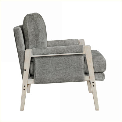 Chaise d'appoint en chenille pour adultes, cadre simple en bois massif gris Chenille